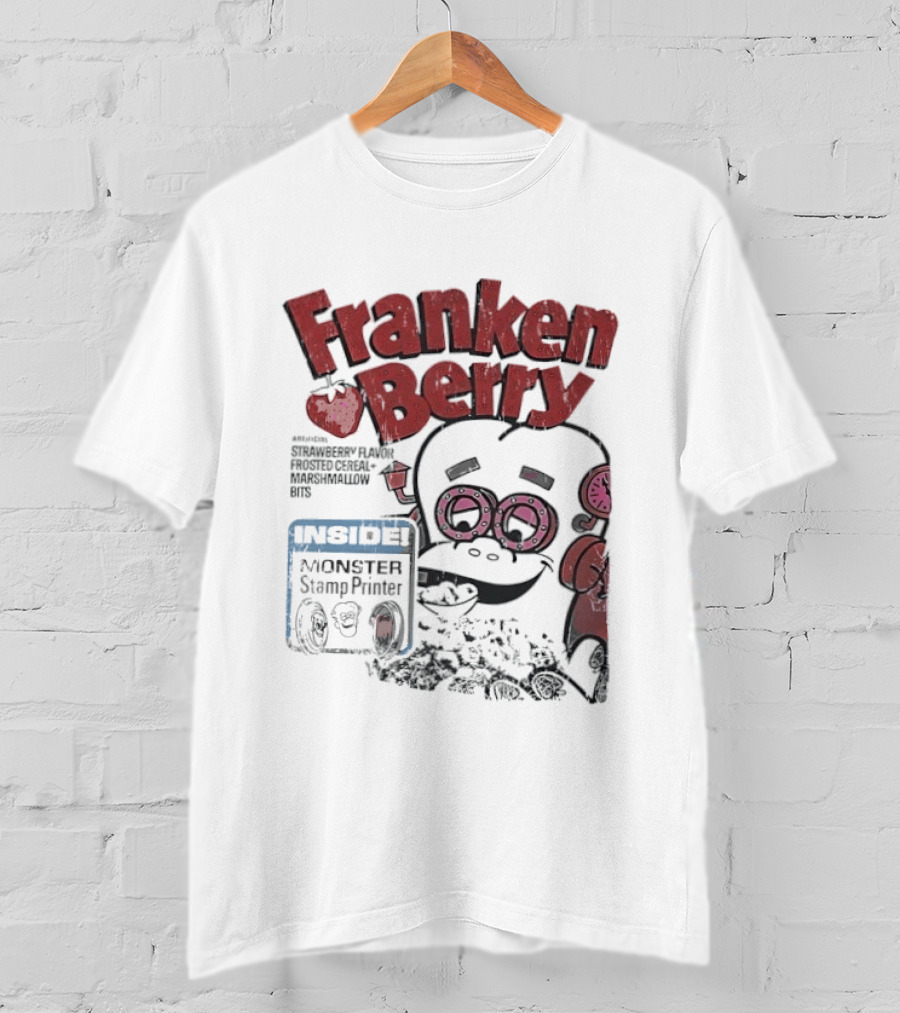 Franken Berry Monster Stamp Printer Inside T-Shirt