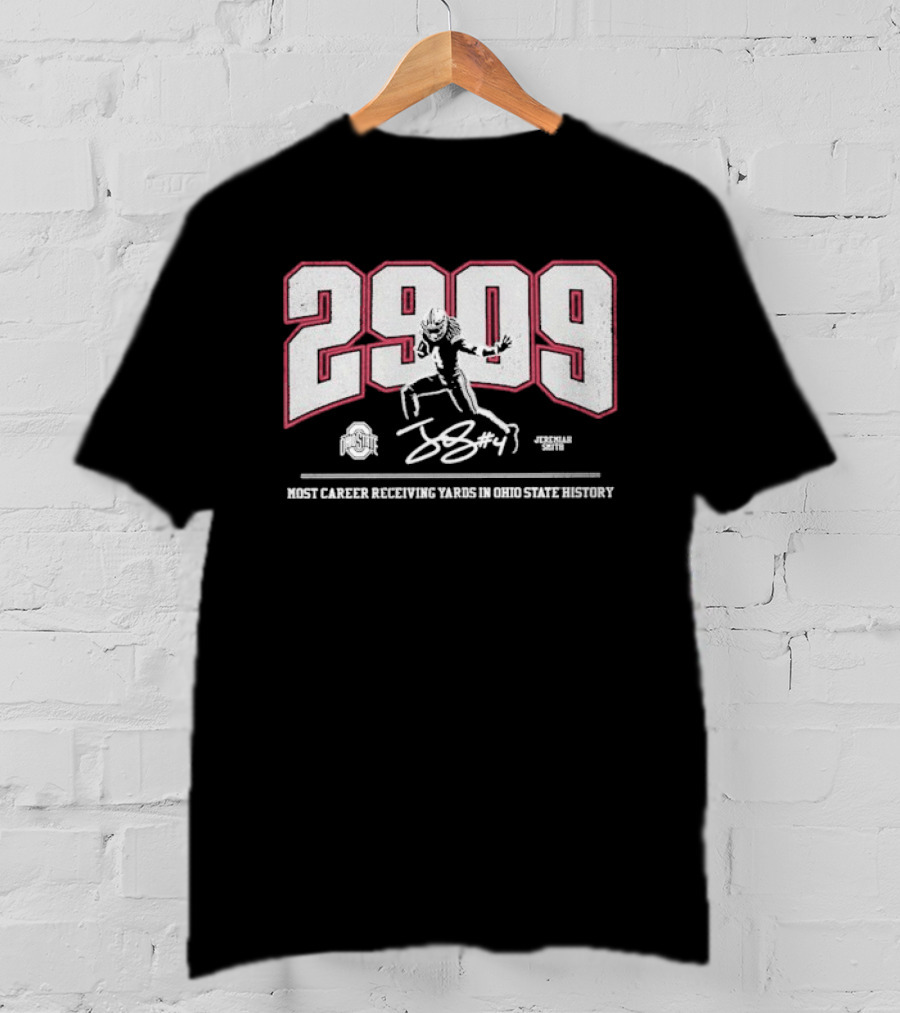 Jeremiah Smith 2909 Most Career Receiving Yards Ohio State Buckeyes History T-Shirt