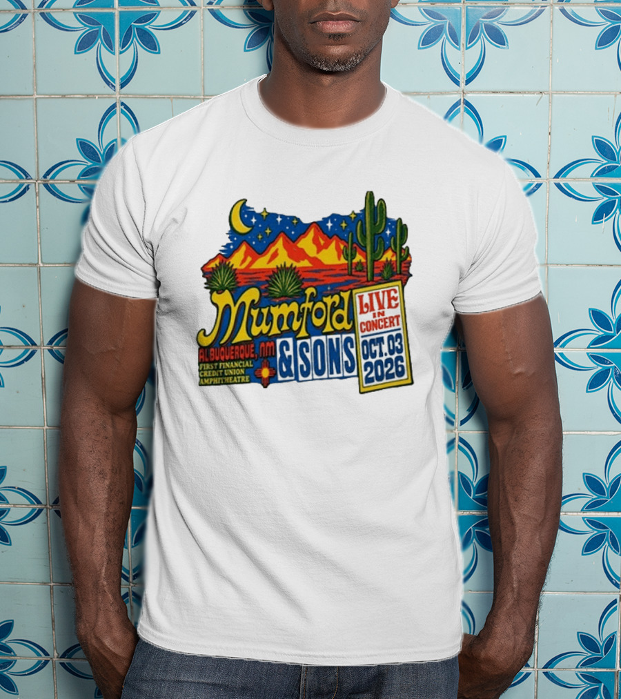 Mumford & Sons Albuquerque NM Live In Concert Oct 03 2026 First Financial Credit Union Amphitheatre T-Shirt