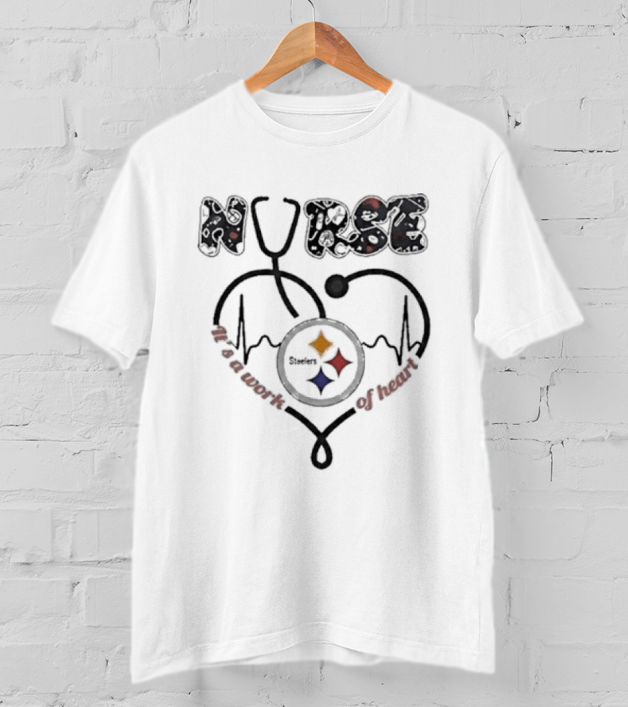 Nurse Heartbeat Pittsburgh Steelers Work Of Heart T-Shirt