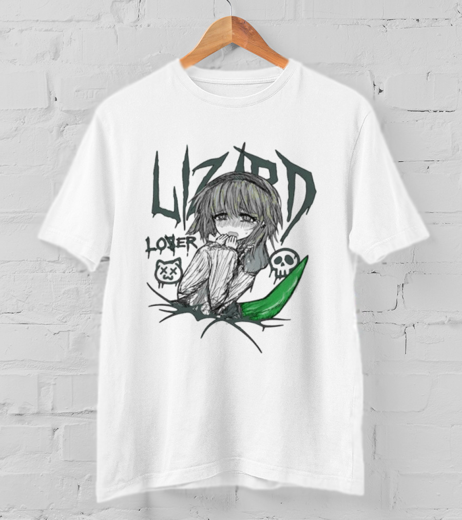 Lizard Tears Loser Anime Skull Green Tail T-Shirt
