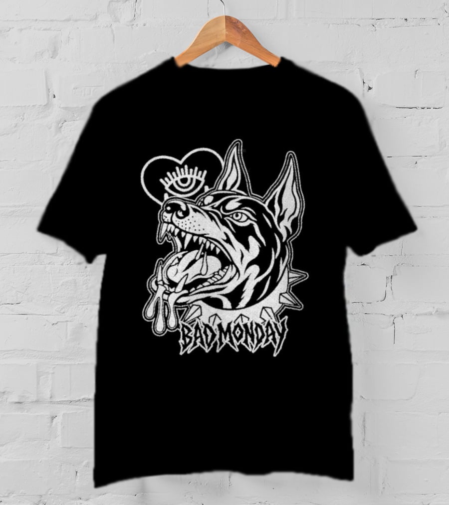 Bad Monday Bark Heavy Dog With Spiked Collar And Crown T-Shirt