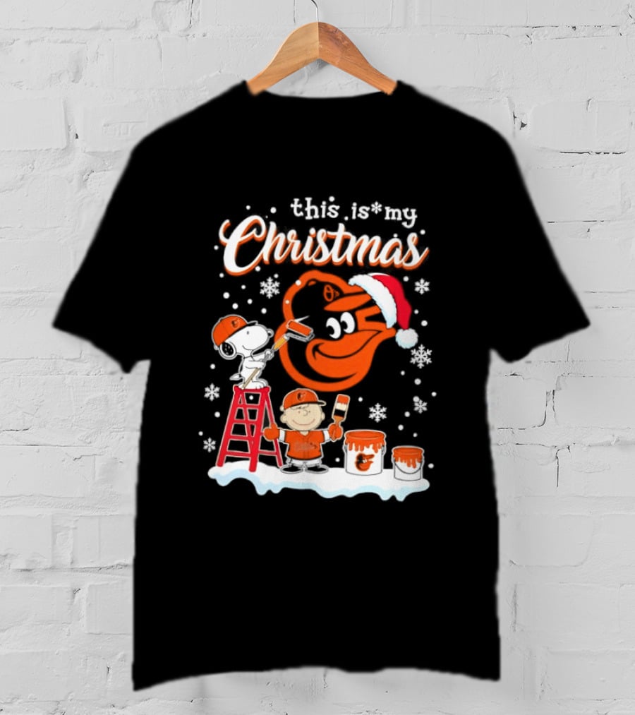 Baltimore Orioles Snoopy Woodstock Charlie Brown This Is My Christmas 2026 T-Shirt