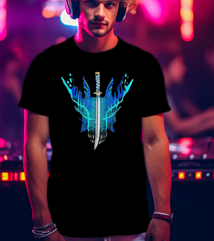 Devil May Cry 5 Vergil Yamato Sword Blue Flames T-Shirt