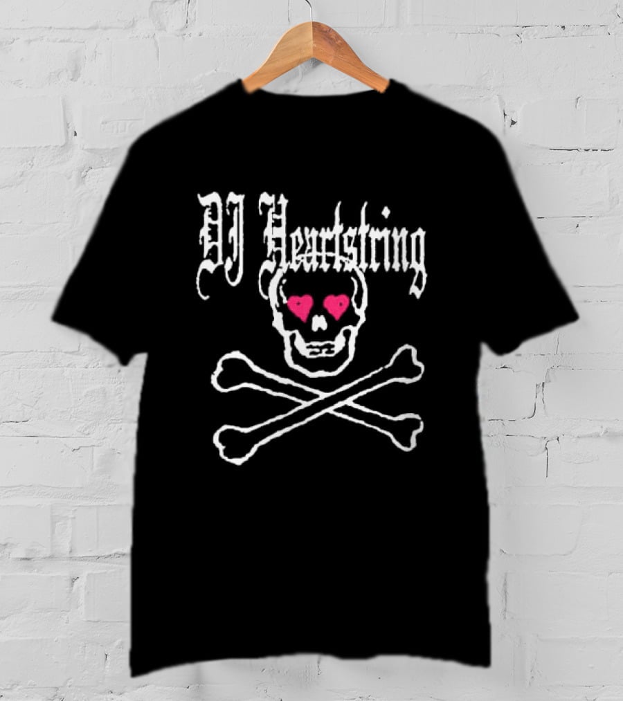 DJ Heartstring Skull Crossbones Black Hearts T-Shirt