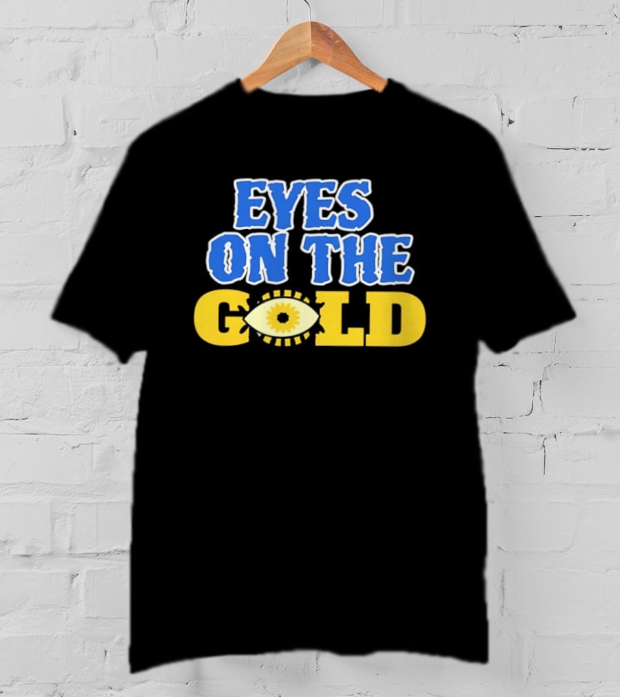 Eyes On The Gold Bold Eye Motif Yellow Blue T-Shirt