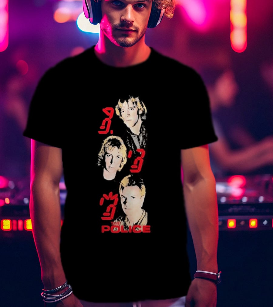 The Police Ghost In The Machine 45th Anniversary Faces Red Digital Numbers T-Shirt