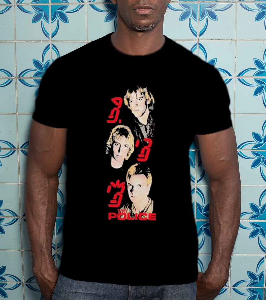 The Police Ghost In The Machine 45th Anniversary Faces Red Digital Numbers T-Shirt