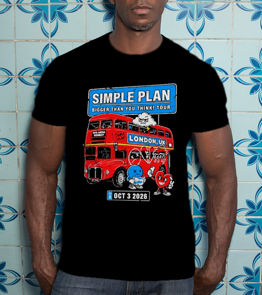 Simple Plan Bigger Than You Think Tour London UK Double Decker Oct 3 2026 T-Shirt