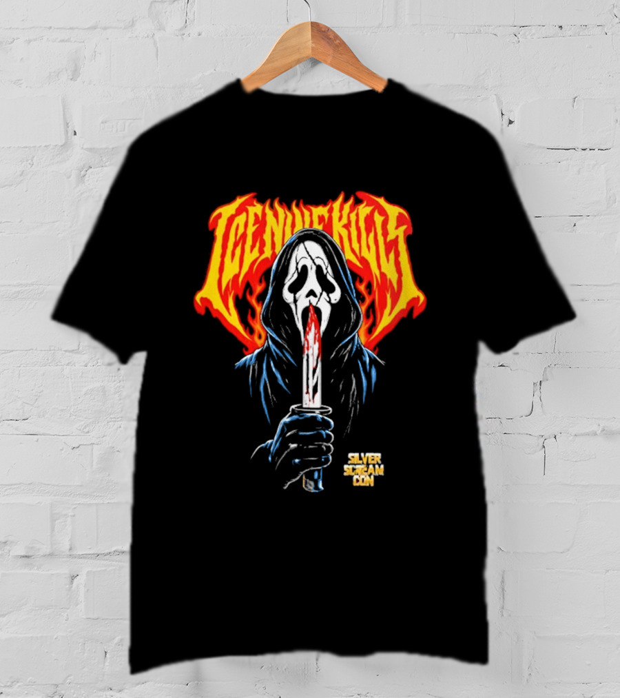 Ice Nine Kills Silver Scream Con V Ghost Mask Bloody Knife October 2 4 2026 DCU Center Worcester MA T-Shirt