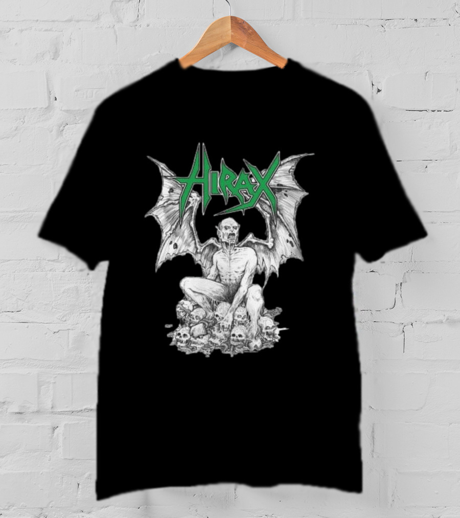 Nightshift Store Hirax 13Th Son Winged Skeleton On Skulls T-Shirt