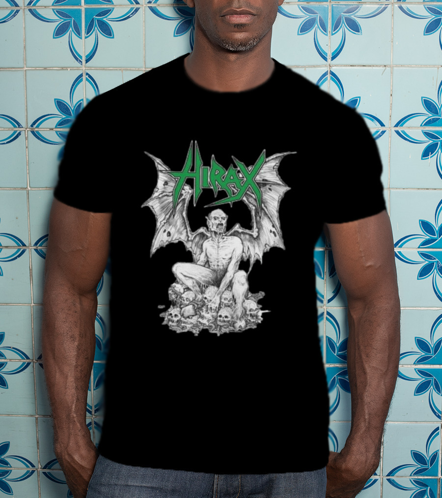 Nightshift Store Hirax 13Th Son Winged Skeleton On Skulls T-Shirt