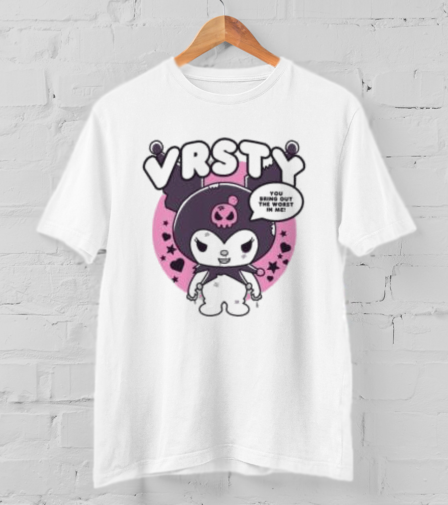 VRSTY Brawler Skull Jester Pink Circle Stars T-Shirt