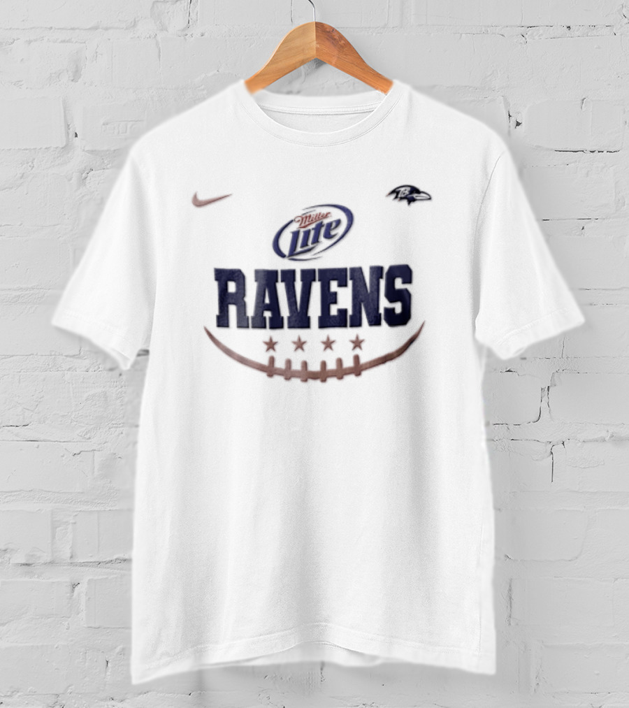 Miller Lite Ravens Nike Baltimore Football Stars T-Shirt