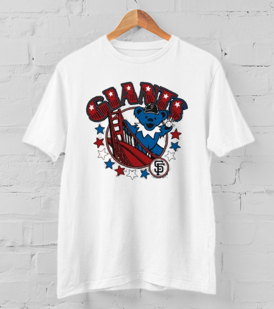 Grateful Dead Giants Bear San Francisco Bridge Retro Stars T-Shirt
