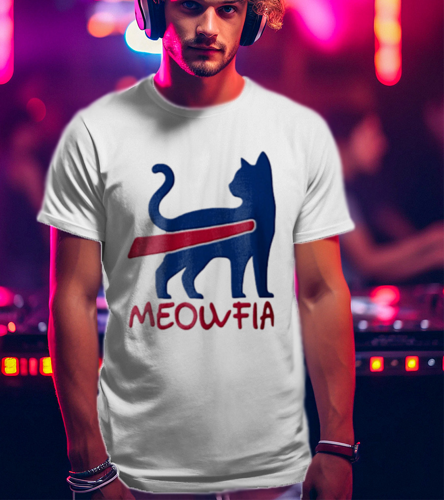 Meowfia Blue Cat Red T-Shirt