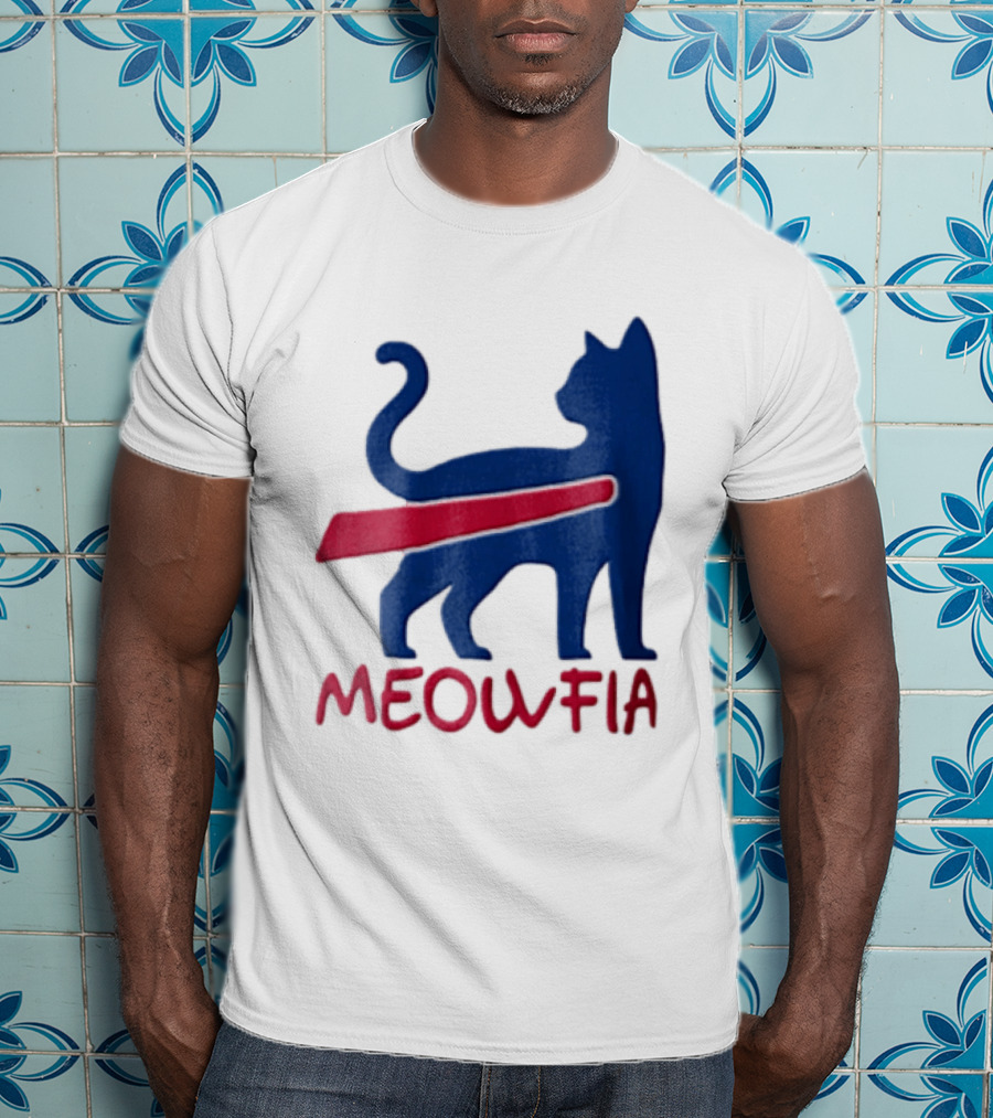 Meowfia Blue Cat Red T-Shirt