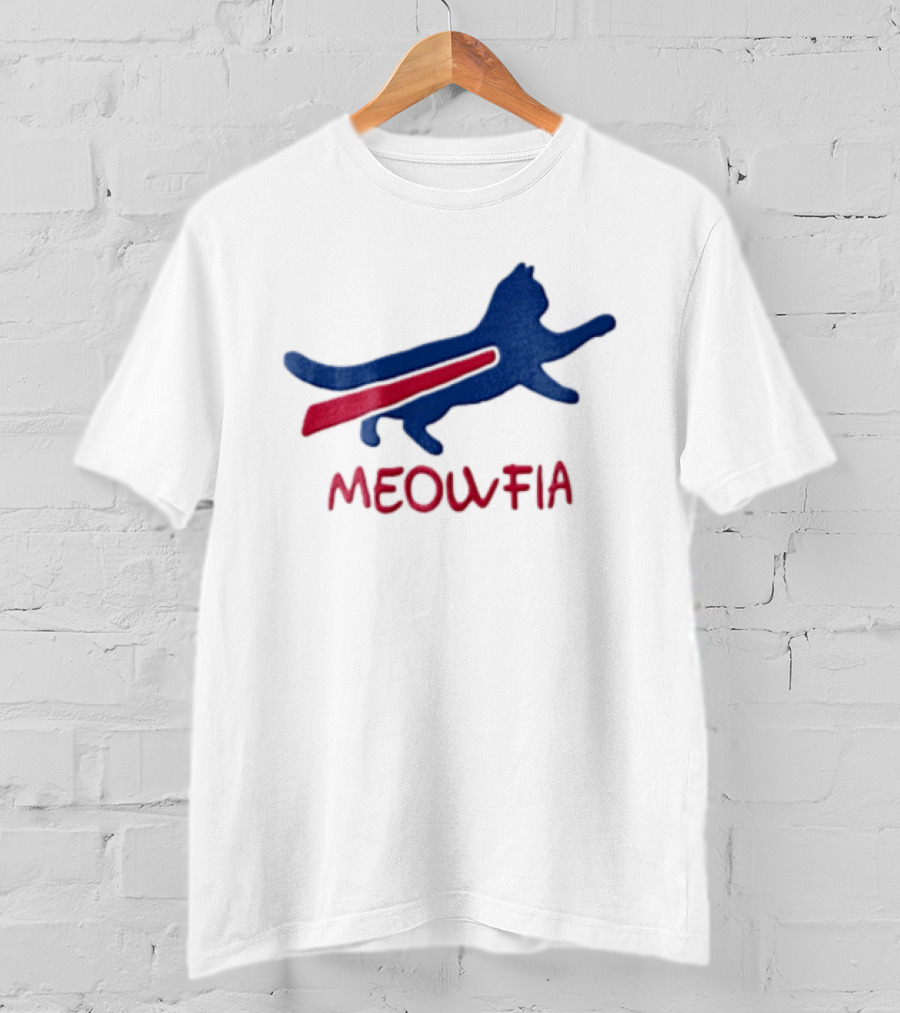 Meowfia Blue Cat Red T-Shirt