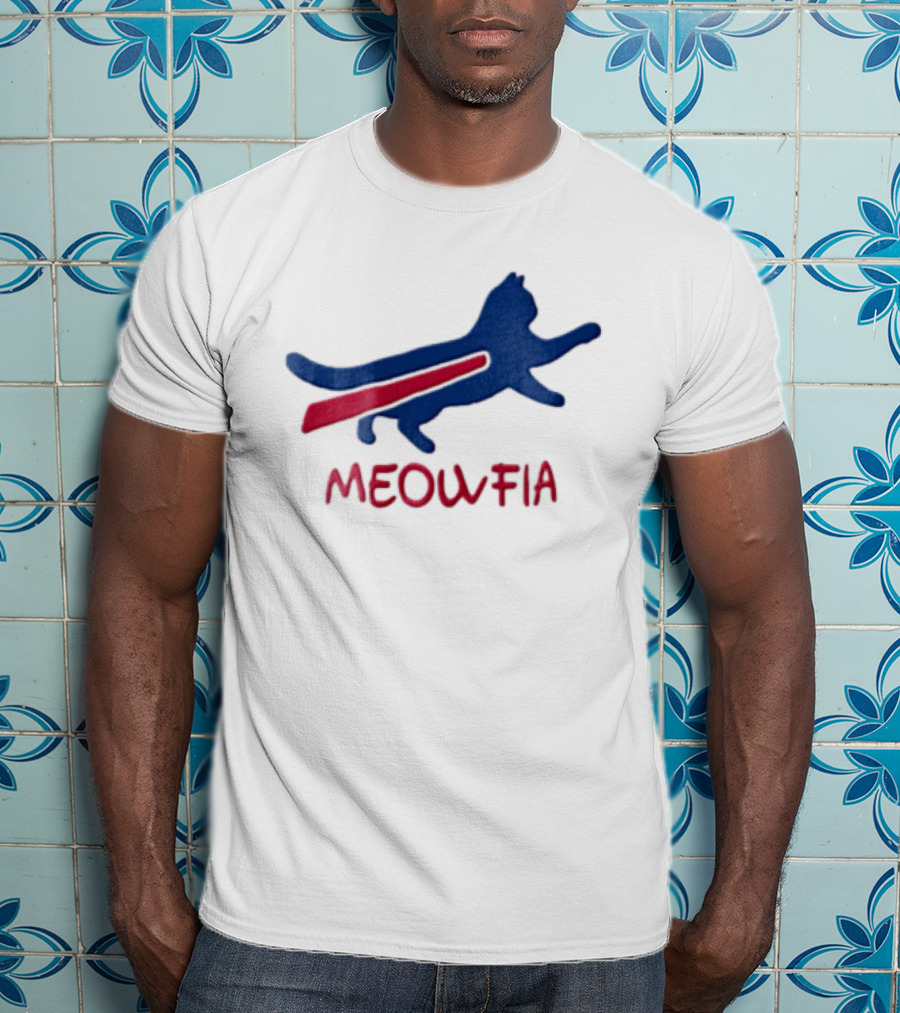 Meowfia Blue Cat Red T-Shirt