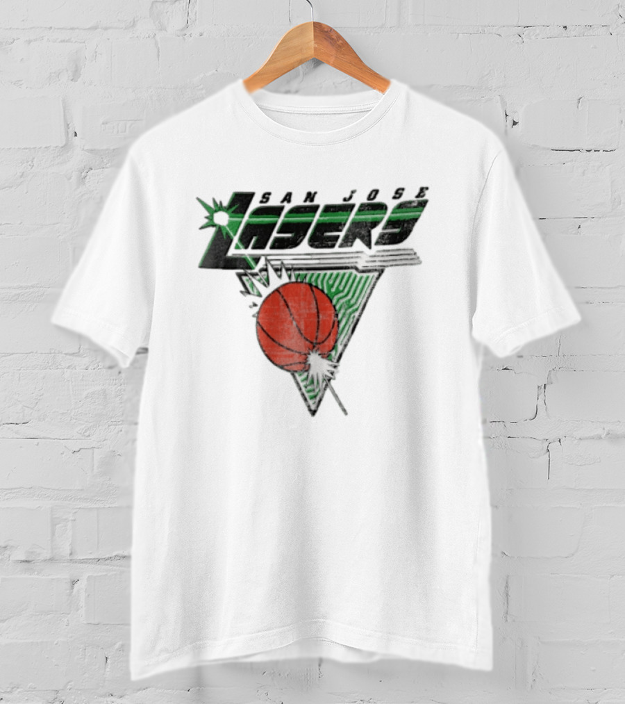 San Jose Lasers Basketball Green Circuit Triangle T-Shirt