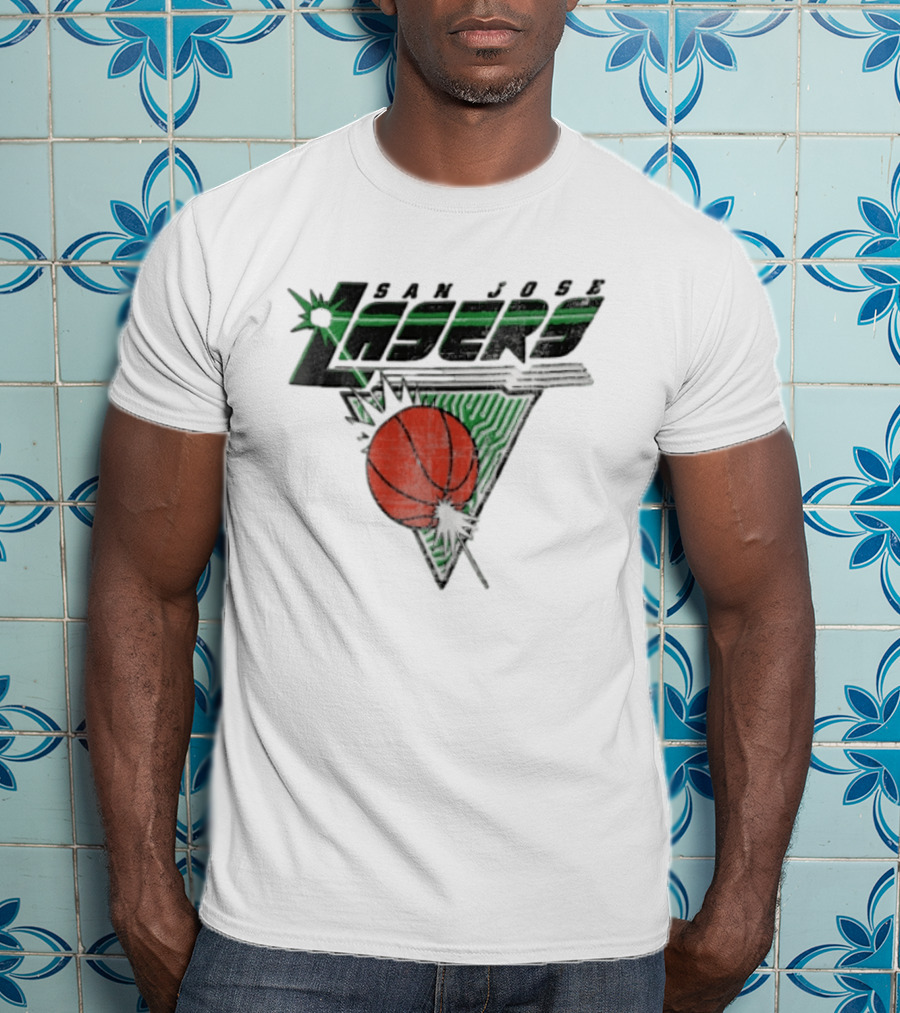 San Jose Lasers Basketball Green Circuit Triangle T-Shirt