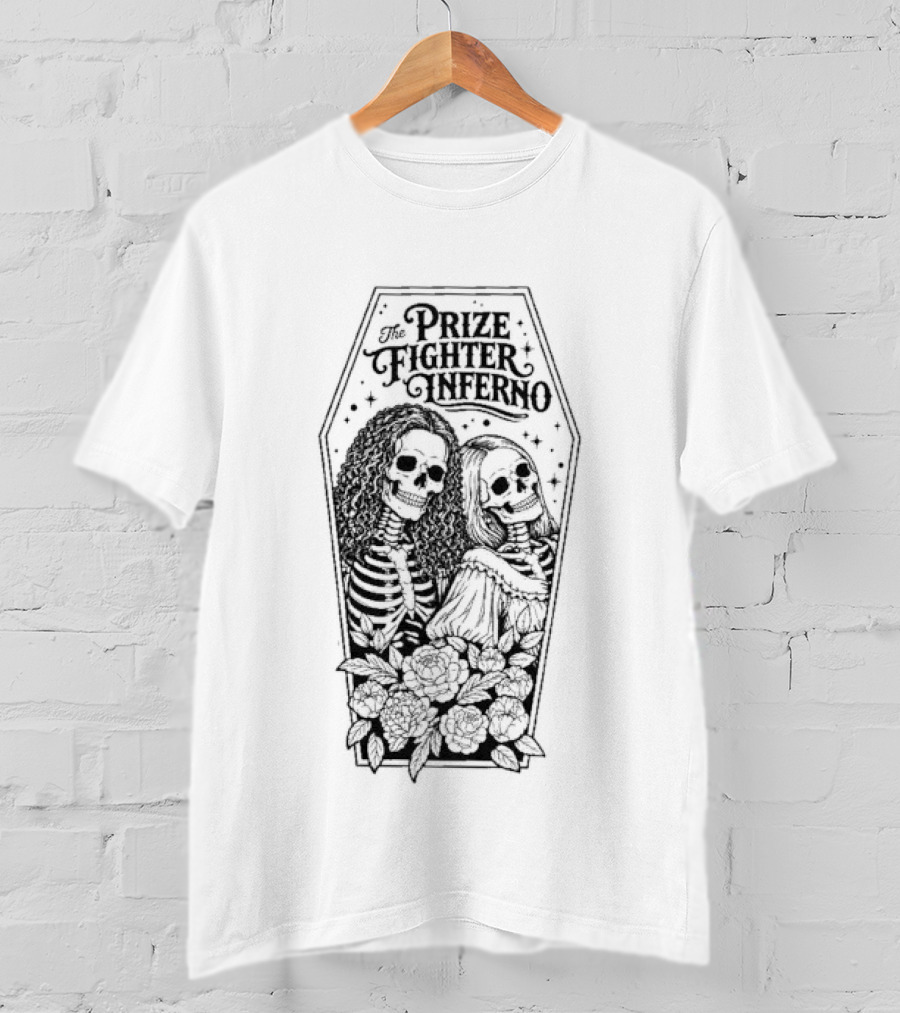 The Prize Fighter Inferno Skeleton Lovers At Neverender Floral Coffin T-Shirt