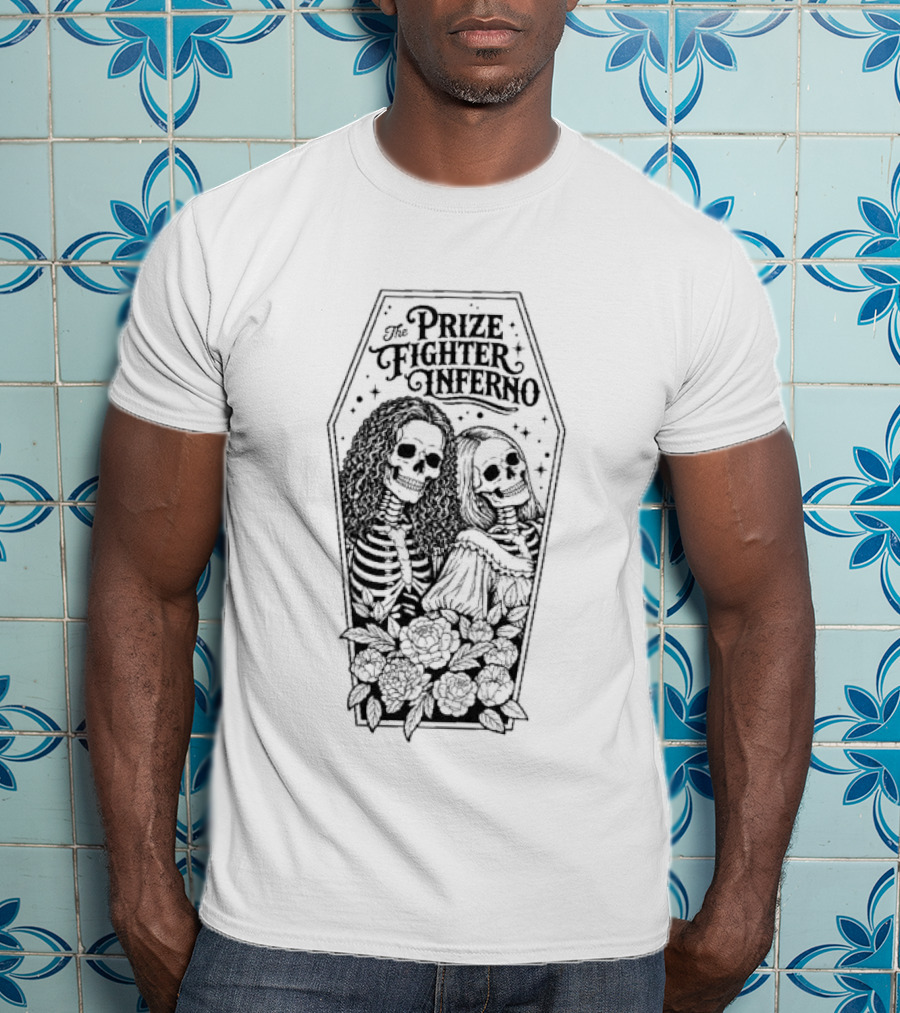 The Prize Fighter Inferno Skeleton Lovers At Neverender Floral Coffin T-Shirt