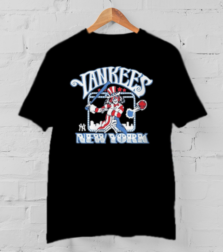 Yankees New York Grateful Dead Skeleton Patriotic Baseball T-Shirt