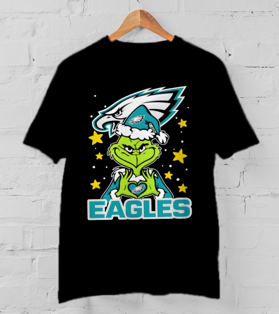 Philadelphia Eagles Christmas Grinch Heart Love T-Shirt