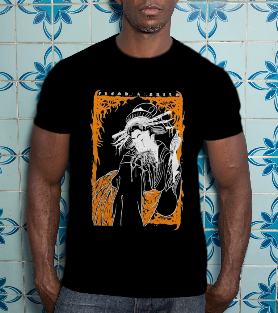 Distant Flesh And Falls Geisha Vintage Oriental Motif T-Shirt