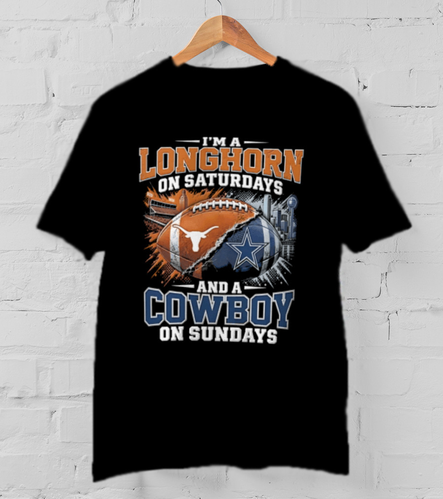 Texas Longhorn On Saturdays Dallas Cowboys On Sundays Fan Gear T-Shirt