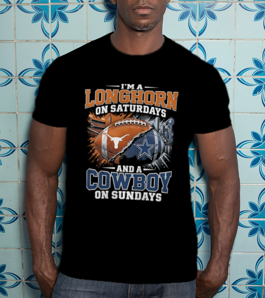 Texas Longhorn On Saturdays Dallas Cowboys On Sundays Fan Gear T-Shirt