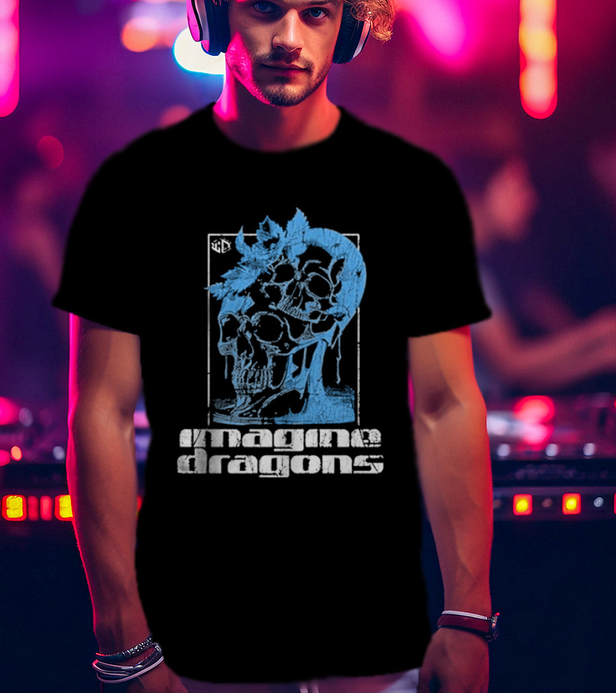 Imagine Dragons Melting Skull Blue T-Shirt
