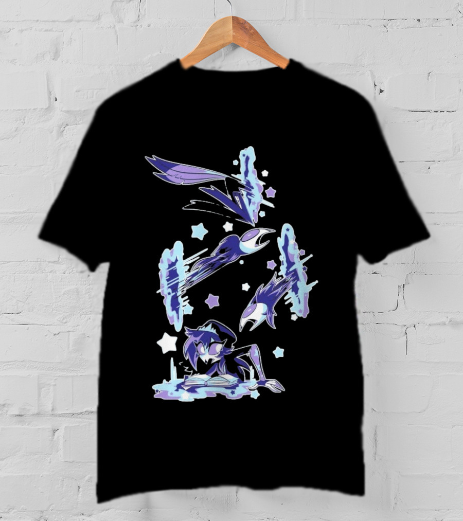 Shark Robot Octavia Portal Animated Illustration With Stars And Blue Avian T-Shirt