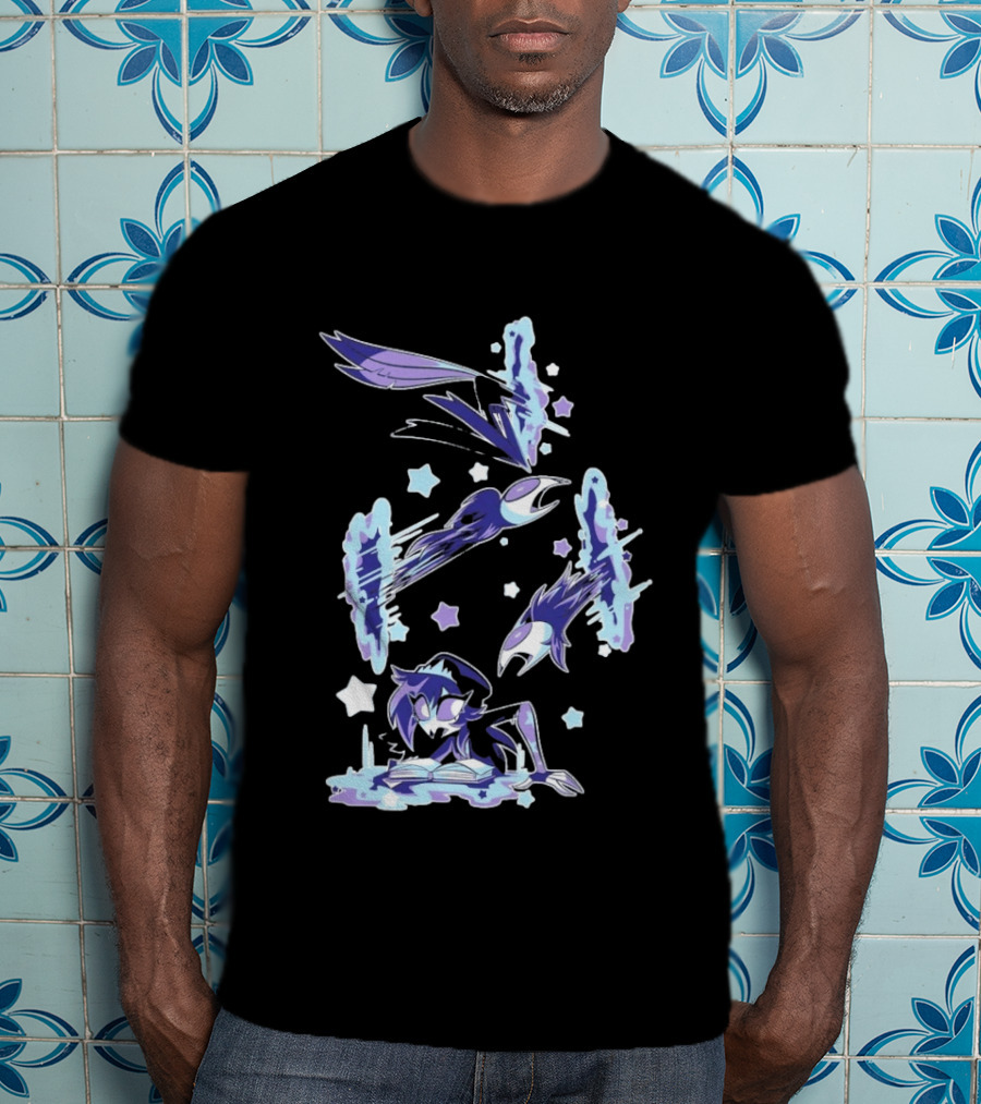 Shark Robot Octavia Portal Animated Illustration With Stars And Blue Avian T-Shirt