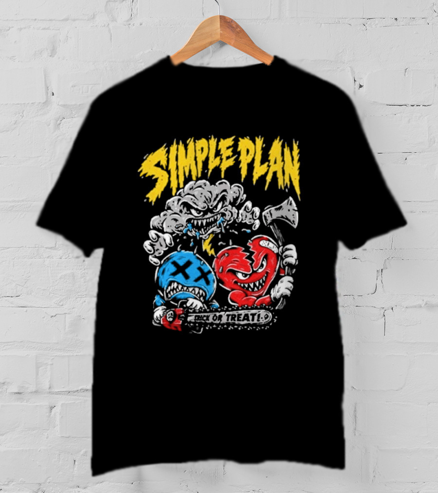 Simple Plan Halloween Trick Or Treat Monsters Axes T-Shirt