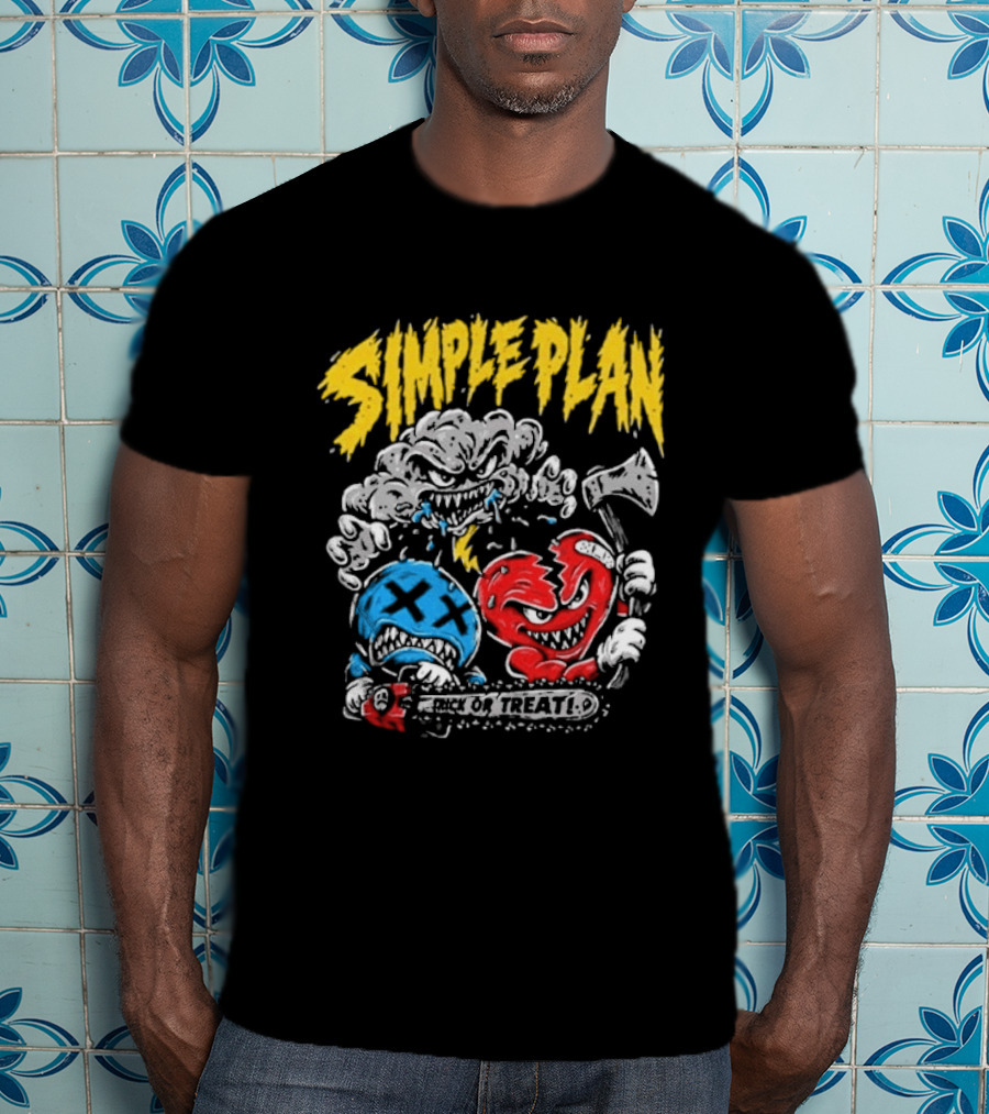 Simple Plan Halloween Trick Or Treat Monsters Axes T-Shirt