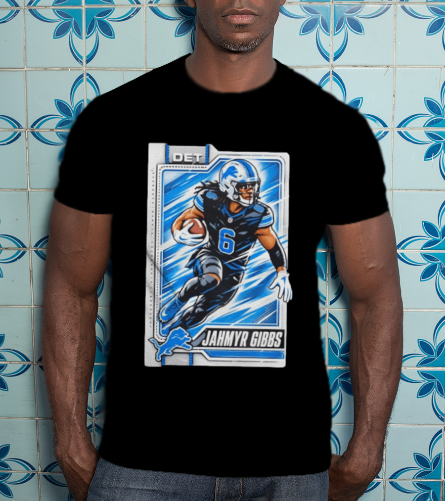 Jahmyr Gibbs DET 6 Football Card Detroit Lions T-Shirt