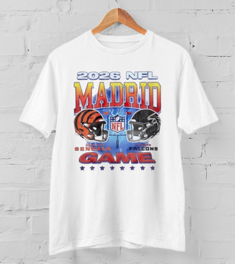 2026 NFL Madrid Game Cincinnati Bengals Vs Atlanta Falcons Matchup T-Shirt