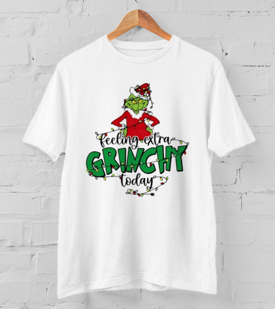 Feeling Extra Grinchy Today Christmas Lights Grinch T-Shirt