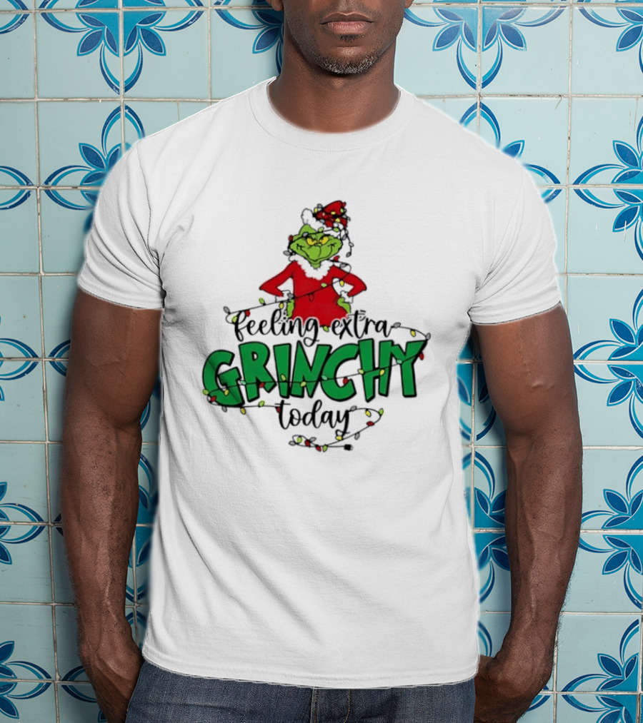 Feeling Extra Grinchy Today Christmas Lights Grinch T-Shirt