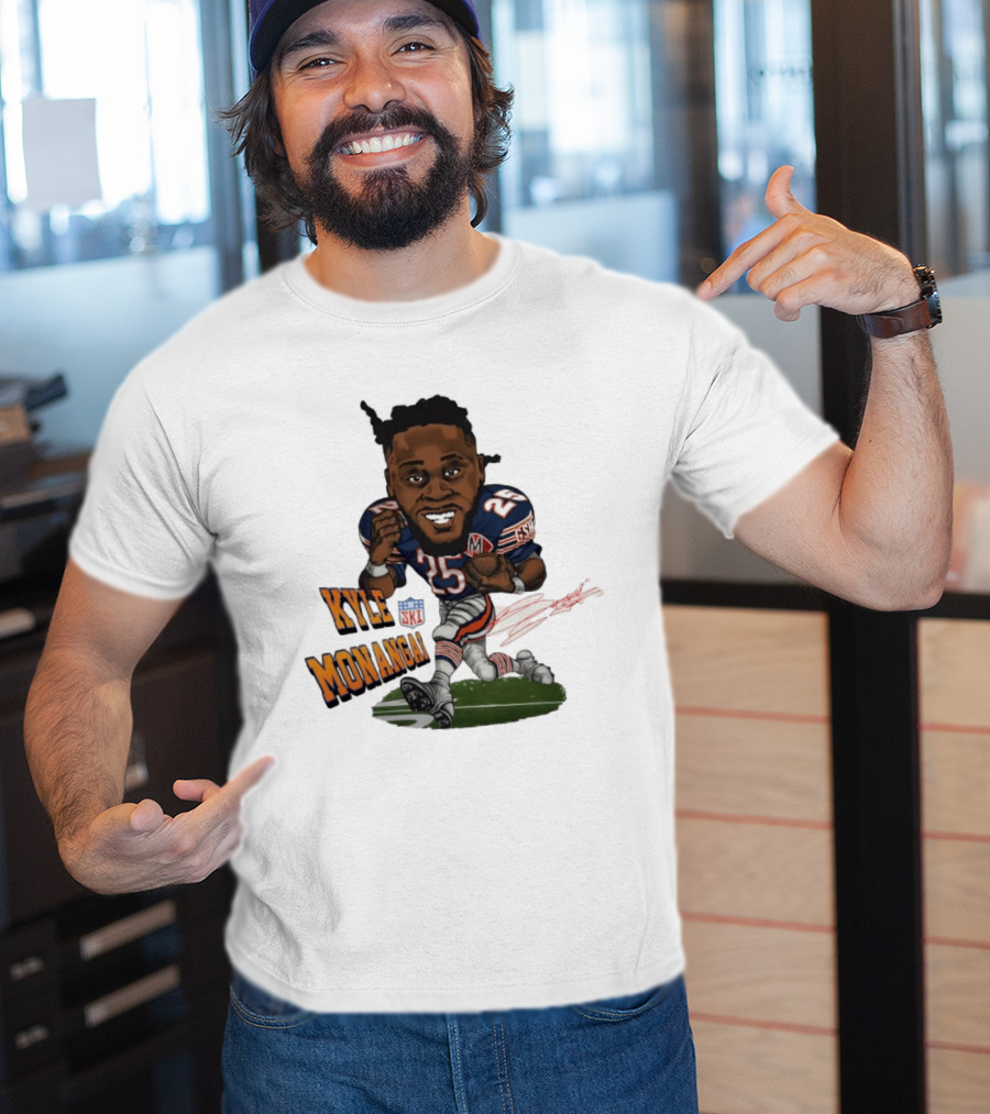 Kyle Monangai No 25 Chicago Bears Caricature Football T-Shirt