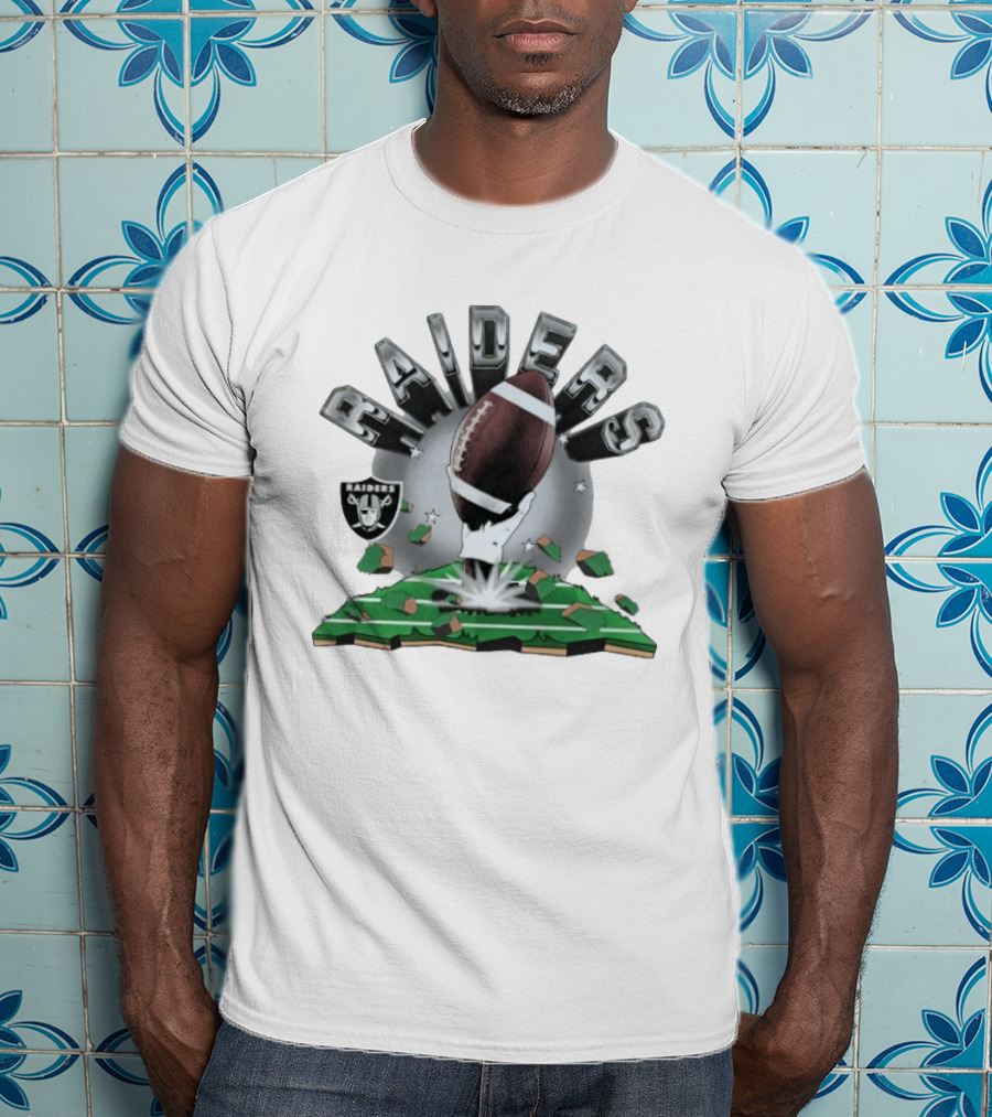 Raiders Football 2026 Explosive Clubhouse Breaking Through T-Shirt