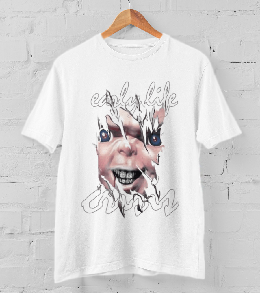 Nettspend Store Early Life Crisis Chucky Face Tear Effect T-Shirt