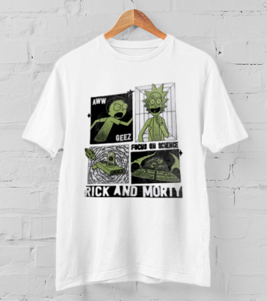 Aww Geez Rick And Morty Focus On Science Spaceship Portal T-Shirt