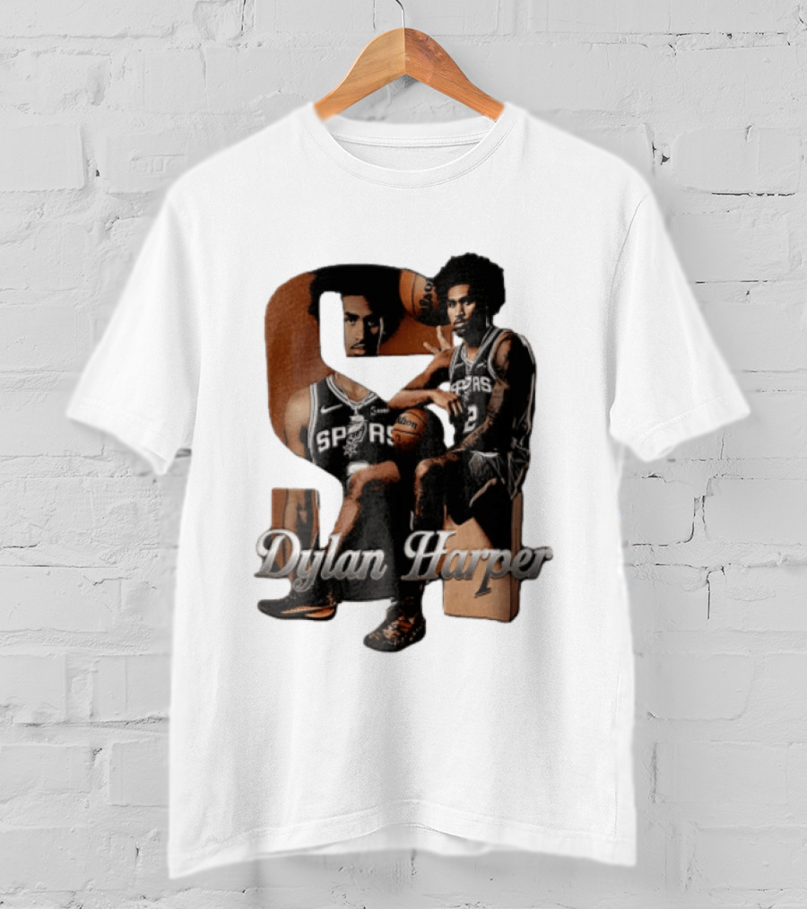 San Antonio Spurs Dylan Harper 2 Sitting Holding Basketball T-Shirt