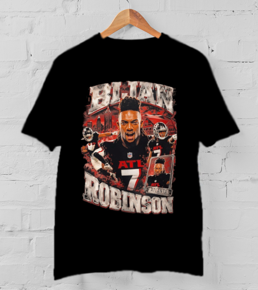 Bijan Robinson ATL Atlanta Falcons Number 7 Football Player Sports Collage T-Shirt