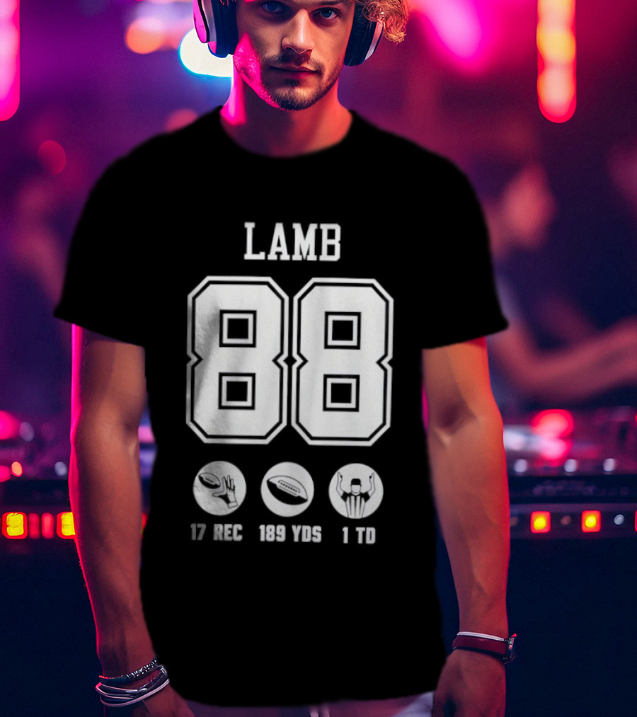 Dallas Cowboys CeeDee Lamb 88 17 Rec 189 Yds 1 Td T-Shirt