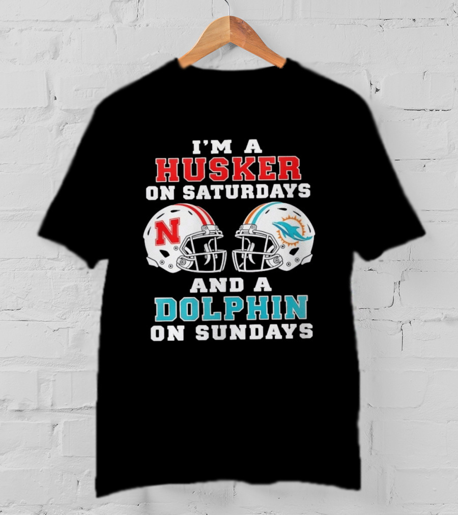 Husker Saturdays And Dolphin Sundays Football Fan Gear T-Shirt