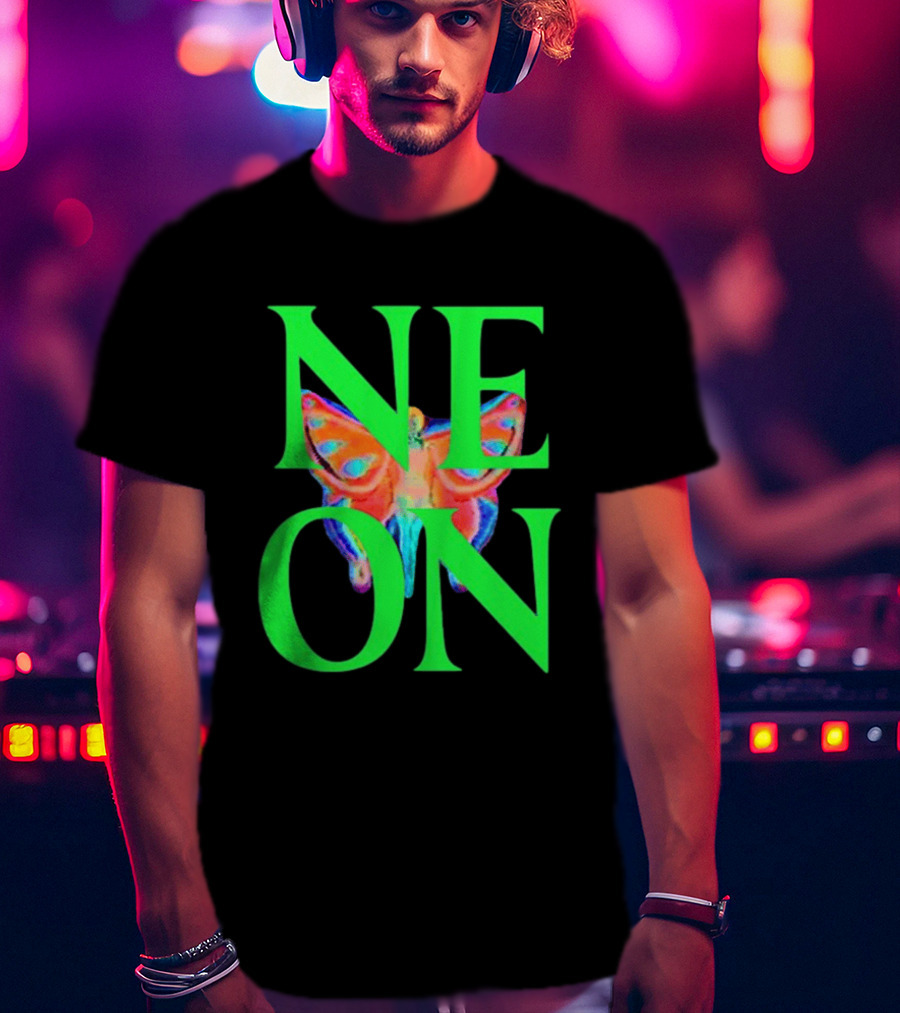 Neon Butterfly Interscope Store Colorful T-Shirt
